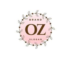 logo féminin initial oz. utilisable pour les logos nature, salon, spa, cosmétique et beauté. élément de modèle de conception de logo vectoriel plat.