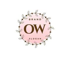 initiale ow logo féminin. utilisable pour les logos nature, salon, spa, cosmétique et beauté. élément de modèle de conception de logo vectoriel plat.