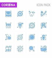 ensemble simple de covid19 protection bleu 25 icône pack icône inclus laboratoire sang soins virus germes coronavirus viral 2019nov maladie vecteur éléments de conception