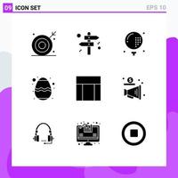 interface mobile glyphe solide ensemble de 9 pictogrammes d'éléments de conception vectoriels modifiables de jeu de pâques de direction d'oeuf de festival vecteur
