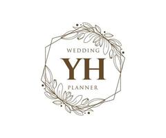 yh initiales lettre collection de logos de monogramme de mariage, modèles minimalistes et floraux modernes dessinés à la main pour cartes d'invitation, réservez la date, identité élégante pour restaurant, boutique, café en image vectorielle vecteur