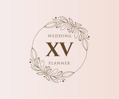 xv initiales lettre mariage monogramme logos collection, modèles minimalistes et floraux modernes dessinés à la main pour cartes d'invitation, réservez la date, identité élégante pour restaurant, boutique, café en image vectorielle vecteur