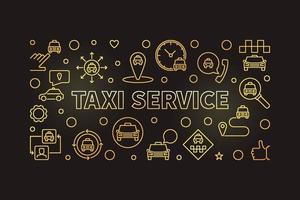 concept de service de taxi vecteur bannière horizontale fine ligne dorée