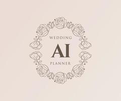 collection de logos de monogramme de mariage lettre initiales ai, modèles minimalistes et floraux modernes dessinés à la main pour cartes d'invitation, réservez la date, identité élégante pour restaurant, boutique, café en image vectorielle vecteur