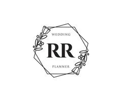 logo féminin initial rr. utilisable pour les logos nature, salon, spa, cosmétique et beauté. élément de modèle de conception de logo vectoriel plat.