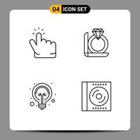 ensemble de 4 couleurs plates vectorielles remplies sur la grille pour les conseils de cadeau de point d'idée de clic éléments de conception vectoriels modifiables vecteur