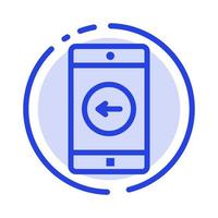 application mobile application mobile icône de ligne en pointillé bleu gauche vecteur