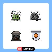 ensemble de 4 symboles d'icônes d'interface utilisateur modernes signes pour outil forestier angle de randonnée cheminée éléments de conception vectoriels modifiables vecteur
