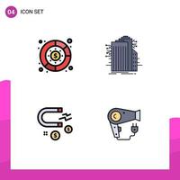 4 couleurs plates vectorielles thématiques remplies et symboles modifiables du diagramme attirant de l'argent éléments de conception vectoriels modifiables d'investissement dans la ville intelligente vecteur