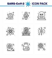 9 lignes illustrations vectorielles pandémiques du virus corona recherche sur les coronavirus compter science atome coronavirus viral 2019nov éléments de conception de vecteur de maladie
