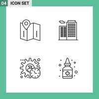 4 icônes créatives signes et symboles modernes de l'emplacement du gestionnaire de carte temps de la maison éléments de conception vectoriels modifiables vecteur