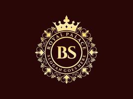 lettre bs logo victorien de luxe royal antique avec cadre ornemental. vecteur