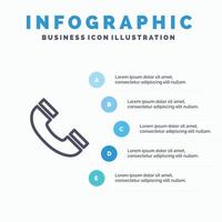 icône de ligne d'interface utilisateur de téléphone d'interface d'appel avec fond d'infographie de présentation en 5 étapes vecteur