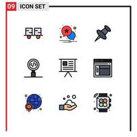 ensemble de 9 symboles d'icônes d'interface utilisateur modernes signes pour la finance recherche marqueur programmation codage éléments de conception vectoriels modifiables vecteur