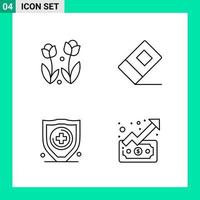 pack de 4 icônes de style de ligne définies symboles de contour pour imprimer des signes créatifs isolés sur fond blanc 4 icônes vecteur