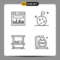 4 symboles de contour du pack d'icônes noires signes pour des conceptions réactives sur fond blanc 4 icônes définies vecteur