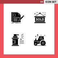 pack d'icônes vectorielles stock de 4 signes et symboles de ligne pour le stylo de bouteille de document vendu des éléments de conception vectoriels modifiables en aérosol vecteur