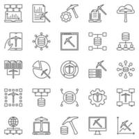 ensemble d'icônes de contour de concept de vecteur d'exploration de données