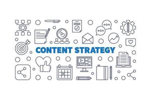 illustration horizontale de contour de concept de vecteur de stratégie de contenu