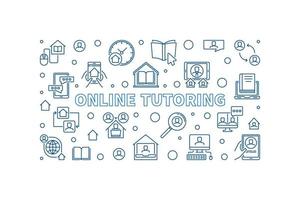 illustration horizontale de ligne bleue de vecteur de tutoring en ligne