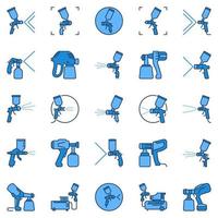 pistolet à air comprimé ou pulvérisateur de peinture ensemble d'icônes vectorielles bleues vecteur