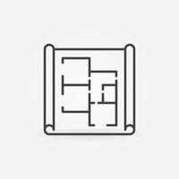 papier avec icône de concept de vecteur linéaire de plan d'appartement