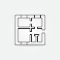 icône de concept de plan d'étage de maison de vecteur dans le style de ligne mince