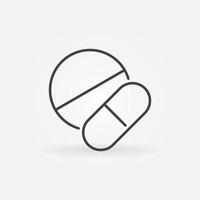 pilules vecteur ligne mince médicament ou icône de concept médical