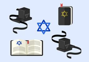 Tefillin et le judaïsme Symboles traditionnels vecteur éléments