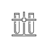 deux tubes à essai sur l'icône ou le signe de contour de vecteur de rack