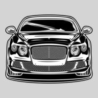 illustration vectorielle de voiture vue noir et blanc pour la conception conceptuelle vecteur