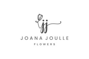lettre initiale jj j logo fleur, feuille et beauté. collection de modèles de conception florale et botanique vecteur