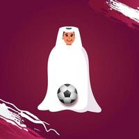 modèle de vecteur d'icône de coupe du monde de qatar de mascotte drôle d'art.