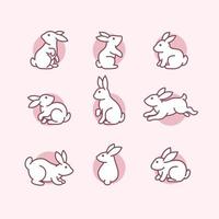 collection d'icônes de lapin mignon vecteur