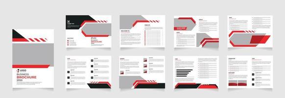 Brochure commerciale géométrique de 16 pages avec un design abstrait moderne. utiliser pour le marketing, l'impression, le rapport annuel et les présentations commerciales vecteur