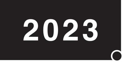 ensemble de création de texte de logo de bonne année 2023. modèle de conception de numéro 2023. collection de symboles de bonne année 2023. illustration vectorielle avec des étiquettes noires isolées sur fond blanc. vecteur