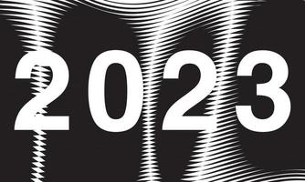 ensemble de création de texte de logo de bonne année 2023. modèle de conception de numéro 2023. collection de symboles de bonne année 2023. illustration vectorielle avec des étiquettes noires isolées sur fond blanc. vecteur