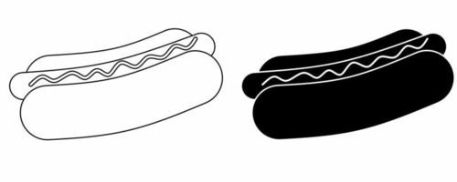 contours silhouette hot-dog icon set isolé sur fond blanc vecteur