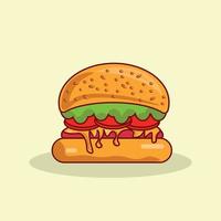 illustration vectorielle de délicieux burger frais. vecteur