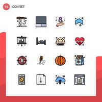 16 lignes universelles remplies de couleurs plates définies pour les applications web et mobiles écran de lit femmes direction du projecteur éléments de conception vectoriels créatifs modifiables vecteur