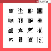 interface mobile glyphe solide ensemble de 16 pictogrammes d'email ux business ui éléments de conception vectoriels modifiables essentiels vecteur