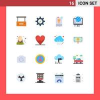 symboles d'icônes universels groupe de 16 couleurs plates modernes de règles d'hébergement de livres internet web pack modifiable d'éléments de conception de vecteur créatif