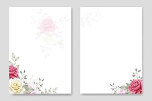 modèle de carte d'invitation de mariage de belles roses florales vecteur