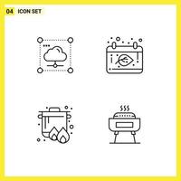 pack d'icônes vectorielles de stock de 4 signes et symboles de ligne pour les éléments de conception vectoriels modifiables de la cuisinière de calendrier sécurisé d'ébullition de nuage vecteur