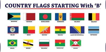 drapeaux de pays commençant par le fichier vectoriel de la lettre b. entièrement modifiable et évolutif