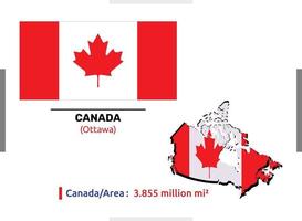 drapeau du canada avec sa zone, sa carte et quelques détails fichier vectoriel entièrement modifiable, évolutif et facile à utiliser