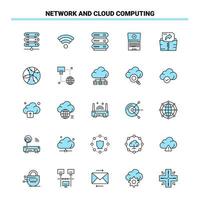 25 réseau et cloud computing jeu d'icônes noir et bleu icône créative conception et modèle de logo icône noire créative vecteur fond