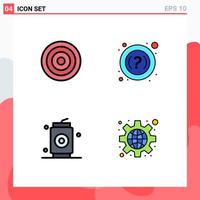 symboles d'icônes universels groupe de 4 couleurs plates modernes de boissons de base configuration de support utilisateur éléments de conception vectoriels modifiables vecteur