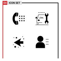 4 concept de glyphe solide pour les sites Web applications mobiles et applications prochaine réparation de téléphone éléments de conception vectoriels modifiables vecteur