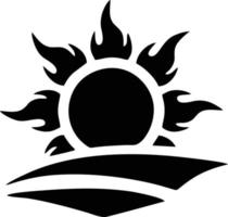 icône du soleil sur fond blanc, illustration du symbole de l'icône du soleil en noir sur fond blanc vecteur